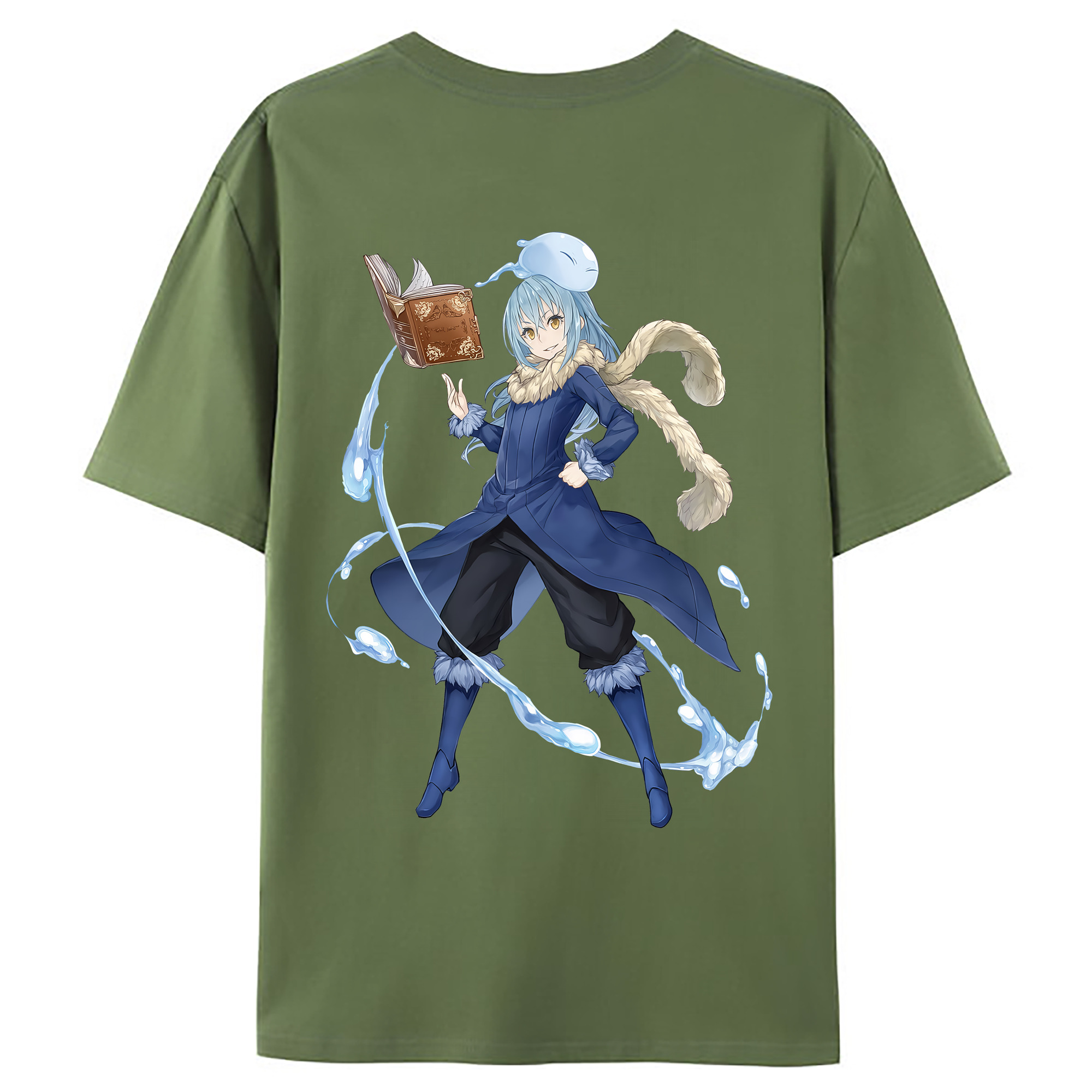 （画像用） 転スラ Regarding Reincarnated to Slime 綿100％ メンズ半袖Tシャツ（バックプリント） 通気性